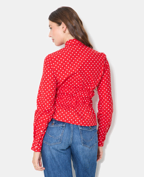 Chemise cintrée à pois avec taille élastiquée - PIMKIE - 6