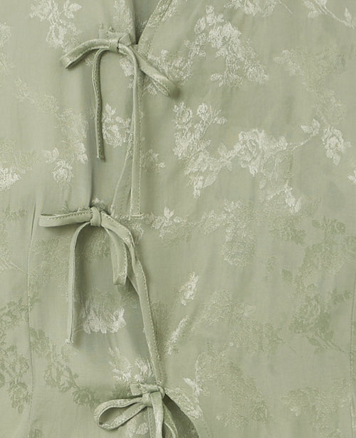 Top dos-nu en tissu satiné avec col mao et fleurs - PIMKIE - 3
