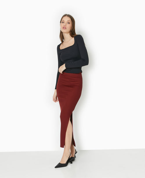 Jupe tube longue en maille côtelée - PIMKIE - 1