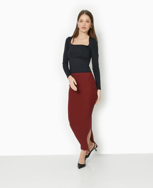 Jupe tube longue en maille côtelée - PIMKIE - 5