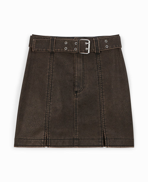Jupe courte en simili avec ceinture - PIMKIE - 5