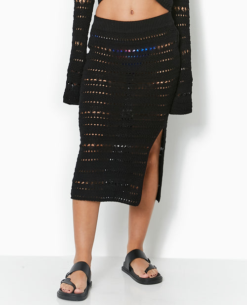 Jupe midi en maille ajourée façon crochet - PIMKIE - 5