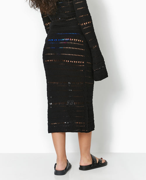 Jupe midi en maille ajourée façon crochet - PIMKIE - 6