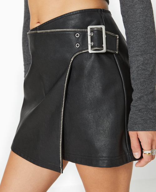 Mini jupe-short en simili cuir effet vieilli - PIMKIE - 3