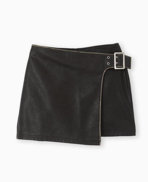 Mini jupe-short en simili cuir effet vieilli - PIMKIE - 4