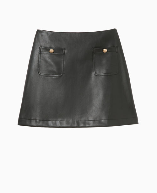 Mini-jupe en simili cuir avec poches - PIMKIE - 4