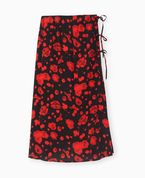Jupe longue avec nouettes motif roses - PIMKIE - 4
