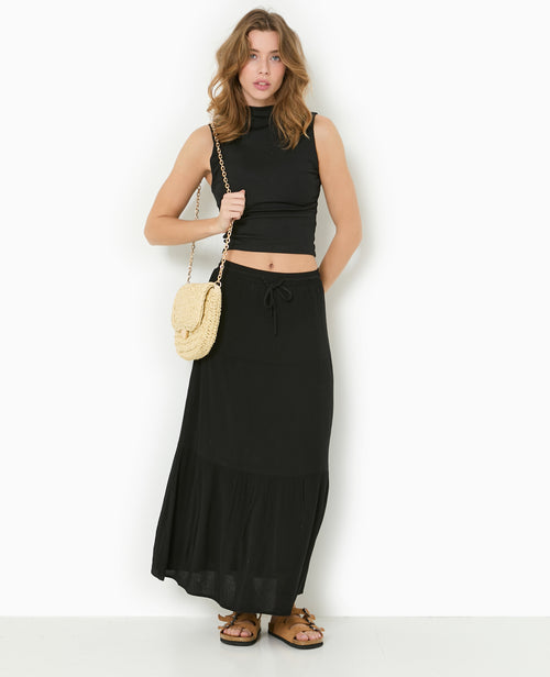 Jupon long à étages avec ceinture élastiquée - PIMKIE - 1