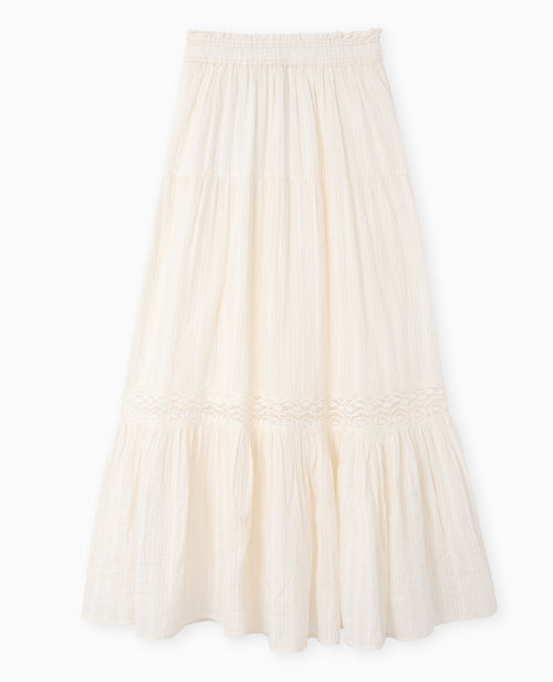 Jupe longue volants avec lurex et macramé - PIMKIE - 4