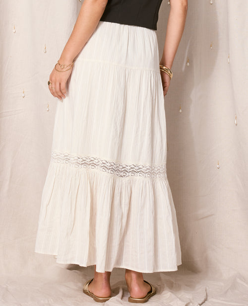 Jupe longue volants avec lurex et macramé - PIMKIE - 6