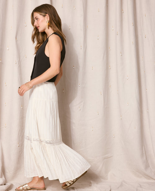 Jupe longue volants avec lurex et macramé - PIMKIE - 1