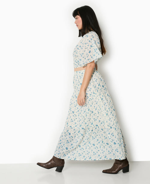 Jupe longue à étages motif fleurs - PIMKIE - 2