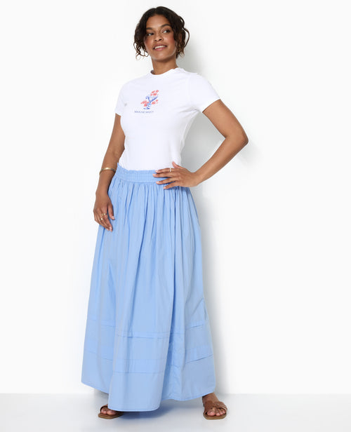 Jupe longue en popeline avec ceinture élastiquée - PIMKIE - 1