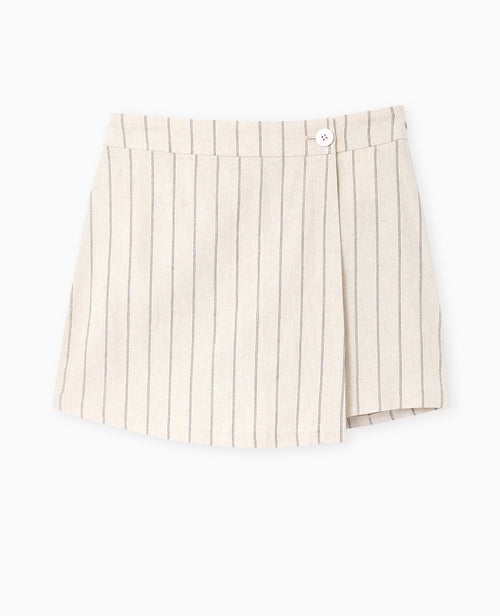 Jupe short avec lin motif rayures - PIMKIE - 4