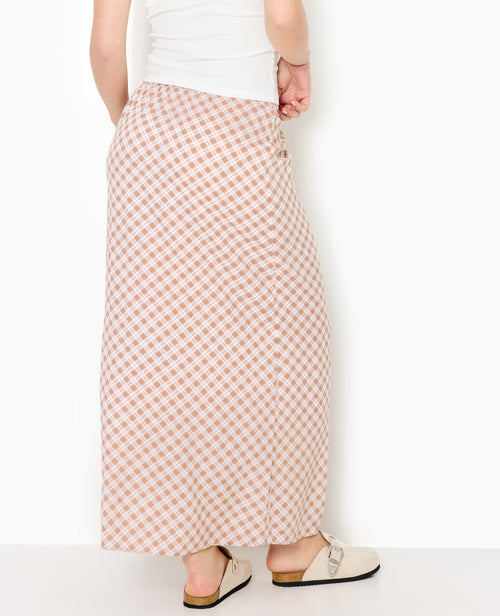 Jupe longue ceinture élastiquée motif carreaux - PIMKIE - 5