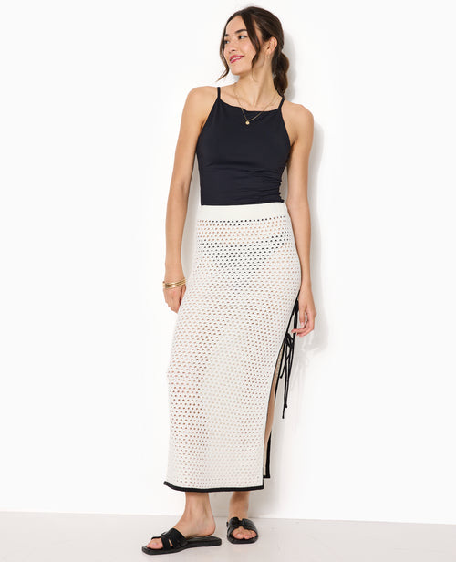 Jupe longue en crochet avec fente et nouettes - PIMKIE - 7