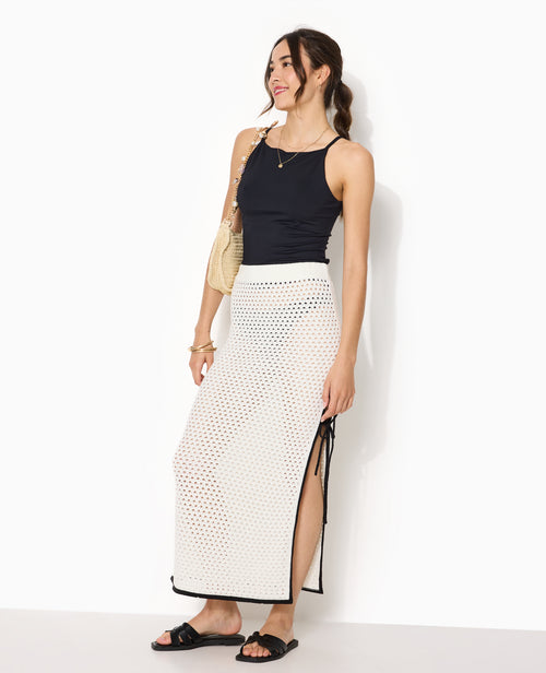 Jupe longue en crochet avec fente et nouettes - PIMKIE - 8