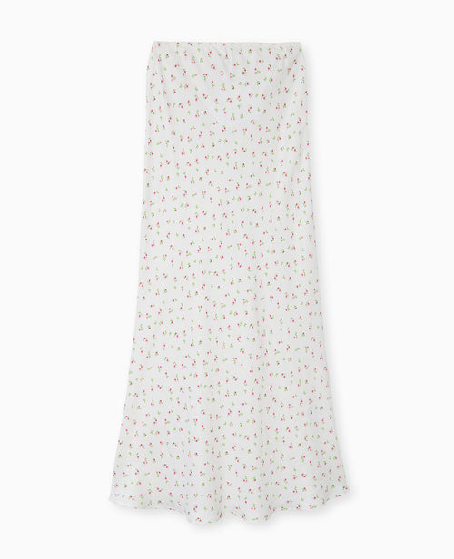 Jupe longue tissu satiné motif fleurs - PIMKIE - 4