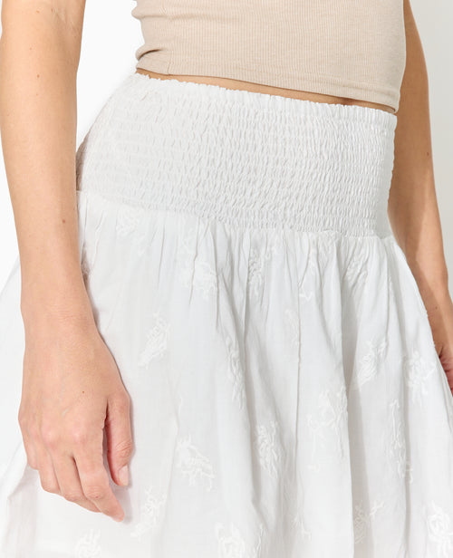 Jupe courte en voile de coton brodé - PIMKIE - 3