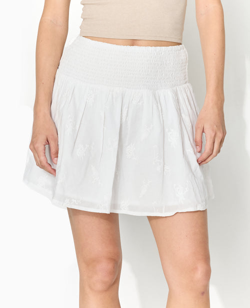 Jupe courte en voile de coton brodé - PIMKIE - 8