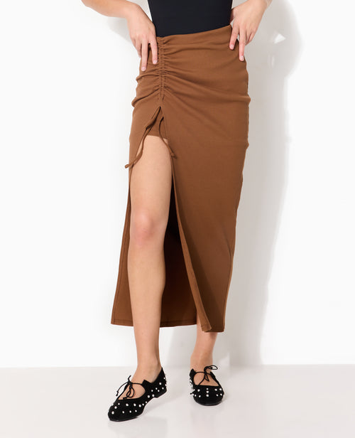 Jupe tube en maille côtelée avec liens coulissés - PIMKIE - 5