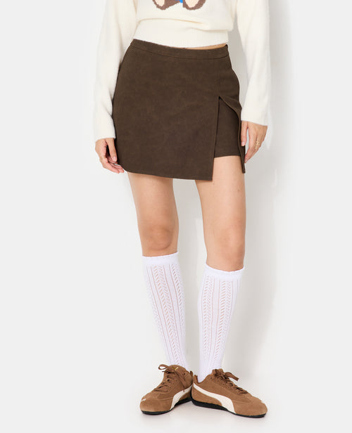 Jupe-short city en suédine avec fente - PIMKIE - 5
