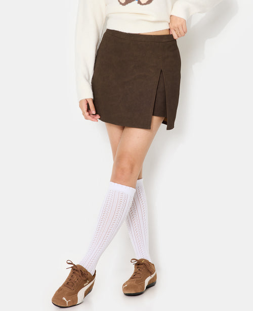 Jupe-short city en suédine avec fente - PIMKIE - 7