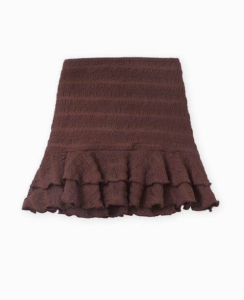 Jupe courte en maille reliefée avec 2 volants - PIMKIE - 4