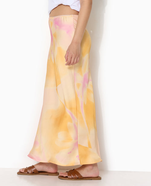 Jupe longue en satin motif maxi-fleurs - PIMKIE - 3