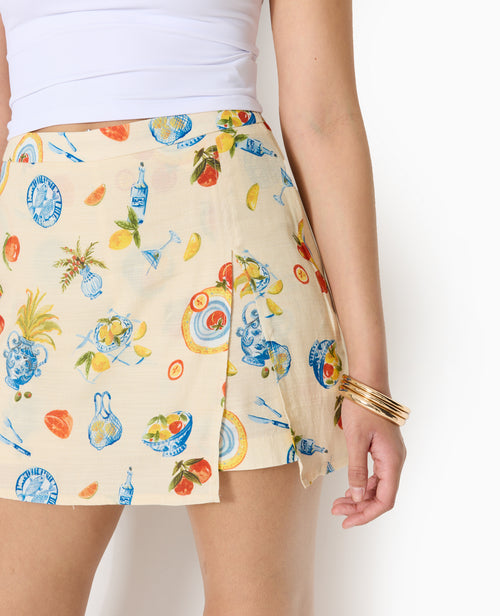 Jupe-short en tissu fluide motif fruits - PIMKIE - 2