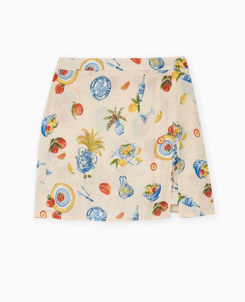 Jupe-short en tissu fluide motif fruits - PIMKIE - 4