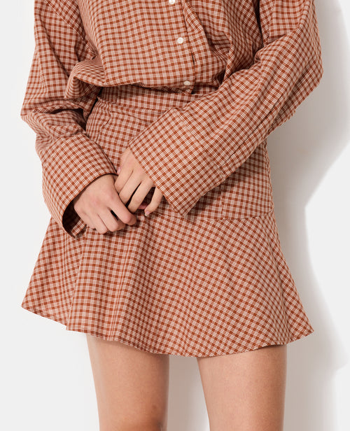 Jupe courte patineuse motif carreaux - PIMKIE - 2