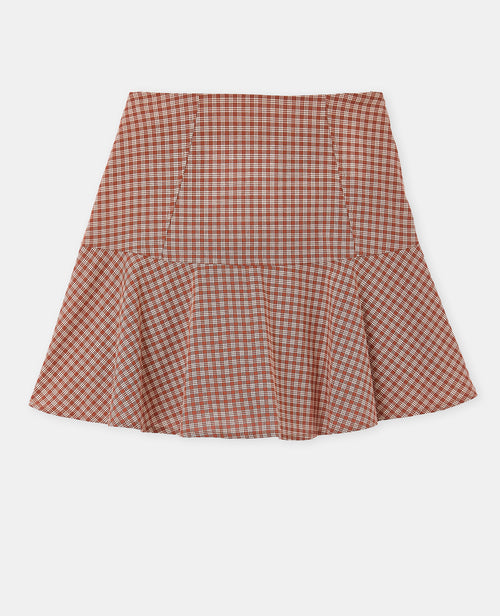 Jupe courte patineuse motif carreaux - PIMKIE - 4