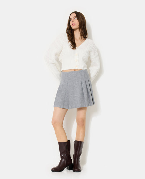 Jupe courte plissée avec laine - PIMKIE - 1