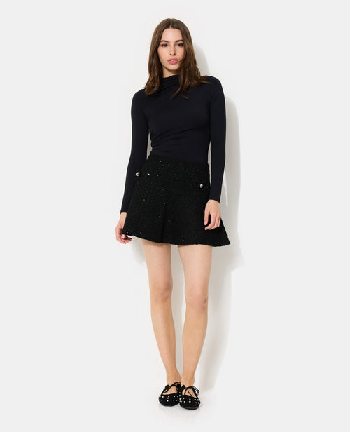 Jupe courte en tweed avec sequins - PIMKIE - 1