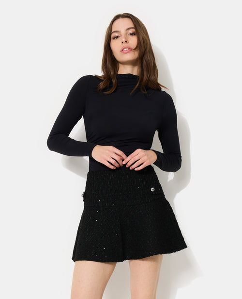 Jupe courte en tweed avec sequins - PIMKIE - 7