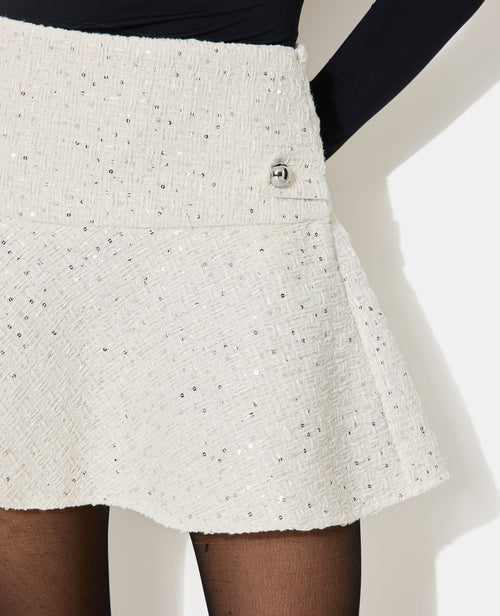 Jupe courte en tweed avec sequins - PIMKIE - 2