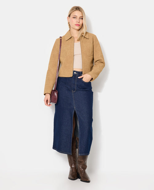 Jupe longue en jean avec fentes devant et dos - PIMKIE - 1