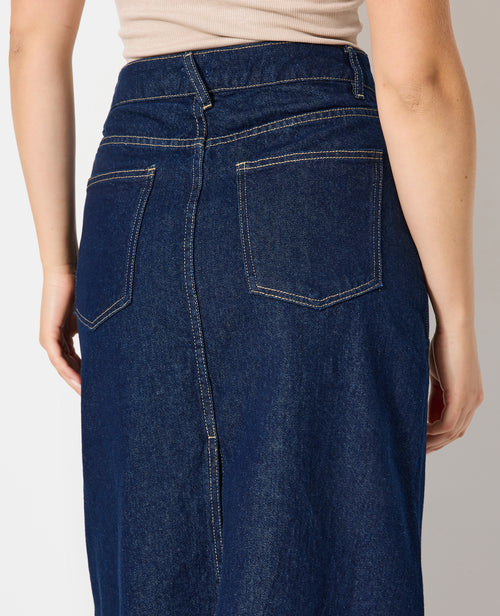 Jupe longue en jean avec fentes devant et dos - PIMKIE - 7