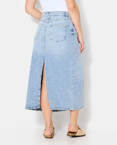 Jupe longue en jean avec fentes devant et dos - PIMKIE - 6