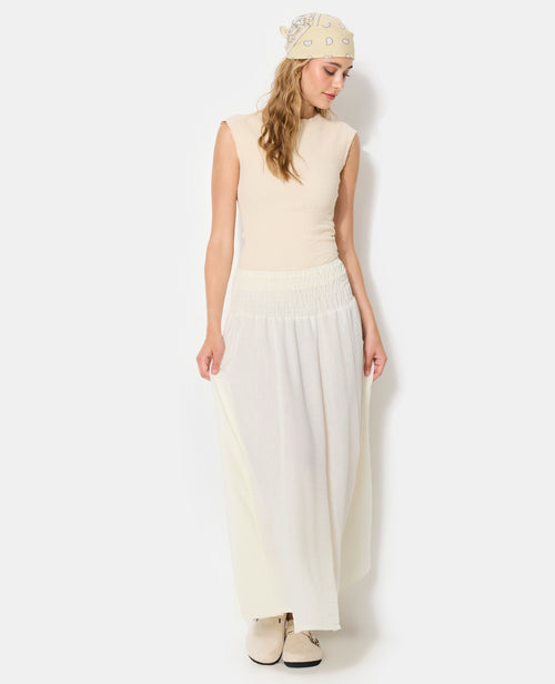 Jupe longue et évasée avec ceinture smock - PIMKIE - 1