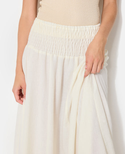 Jupe longue et évasée avec ceinture smock - PIMKIE - 3