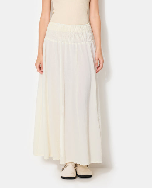 Jupe longue et évasée avec ceinture smock - PIMKIE - 5