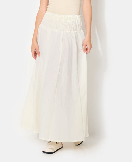 Jupe longue et évasée avec ceinture smock - PIMKIE - 7