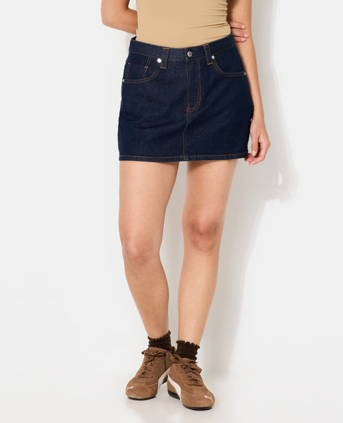 Mini jupe-short taille basse en jean - PIMKIE - 7