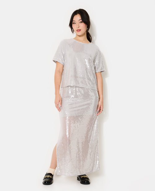 Jupe longue et droite avec sequins - PIMKIE - 3