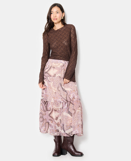 Jupe longue en voile motif cachemire - PIMKIE - 1