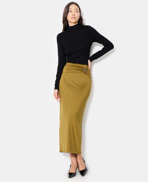 Jupe longue en maille avec ceinture fantaisie - PIMKIE - 1