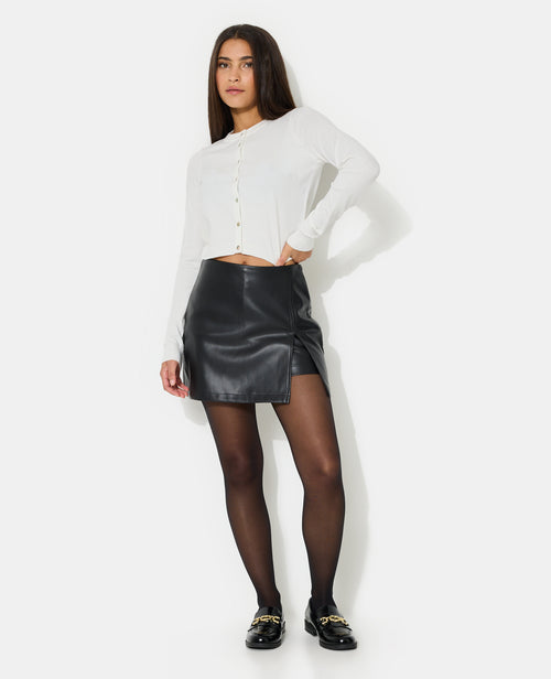 Jupe-short en simili avec fente - PIMKIE - 1