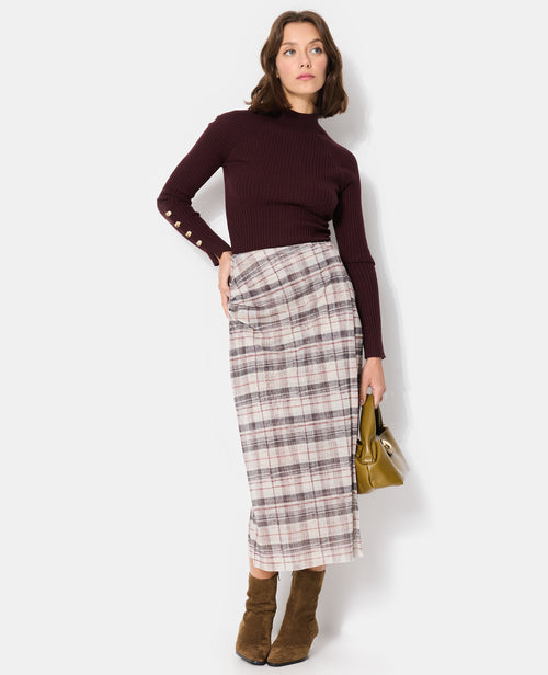 Jupe longue en résille effet porte-feuille motif carreaux - PIMKIE - 1